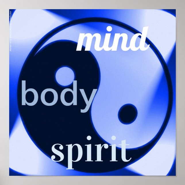 Poster Blue Yin Yang Art Zen Santé holistique (Devant)