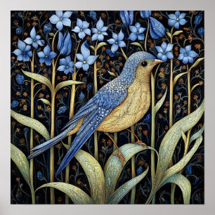 Poster Bluebell Bird Peinture Art Imprimer