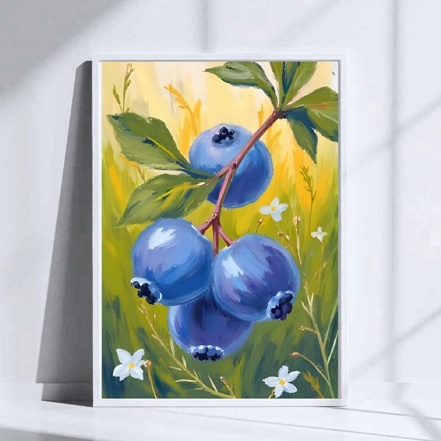 Poster Blueberry Bush | Fruit Watercolor Painting (Créateur téléchargé)