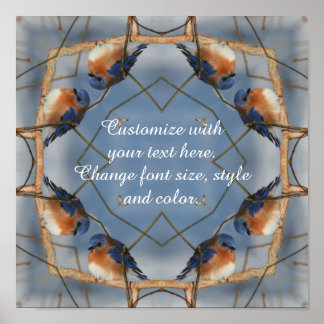 Poster Bluebird Abstrait miroir Nature Art personnalisé