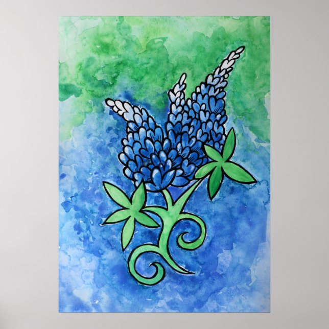 Poster Bluebonnets du Texas (Devant)