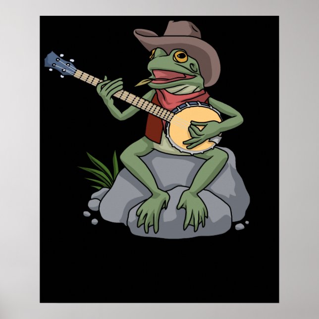 Poster Bluegrass Banjo Frog Pays Musique Cadeau Banjo (Devant)