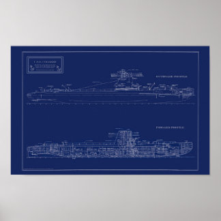Poster Blueprint of Submarine U.S.S. Croaker