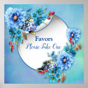 Poster Blues de Cornflower en Aquarelle Faveurs