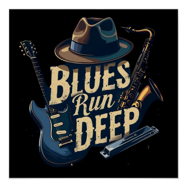 Poster Blues Music Retro esthétique Vintage Jazz (Devant)