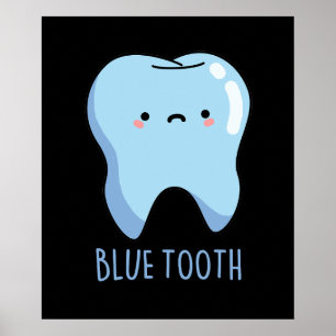 Poster Bluetooth Drôle Technique Blue Tooth Pun Fond Somb