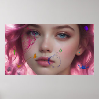Poster Blurred Girl  Colorful Pastel Portrait