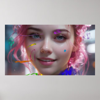 Poster Blurred Girl Portrait and Abstract