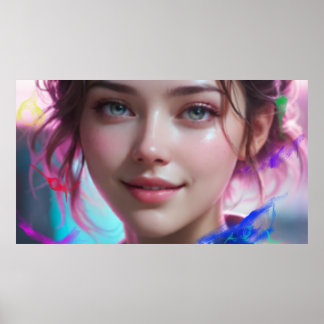 Poster Blurred Girl  Smiling Girl Portrait