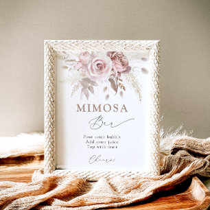 Poster Blush Dusty Rose Floral Mimosa Bar