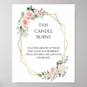 Poster Blush Floral Blanc Mariage Cette bougie Brûle