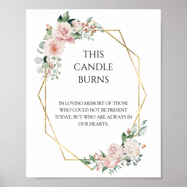 Poster Blush Floral Blanc Mariage Cette bougie Brûle (Devant)