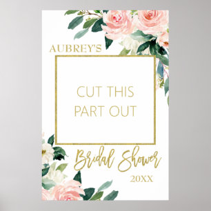 Poster Blush Floral Bridal Shower Photo Booth Frame