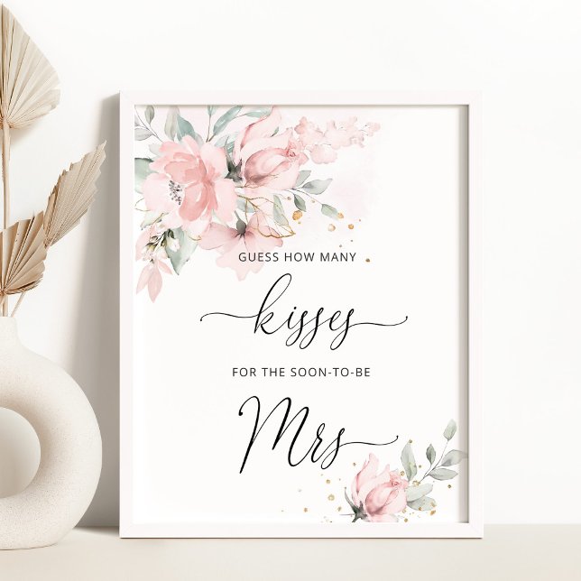 Poster Blush floral combien de baisers nage douche jeu po (Créateur téléchargé)