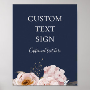 Poster Blush Floral Moderne   Cartes et Cadeaux Navy Pers
