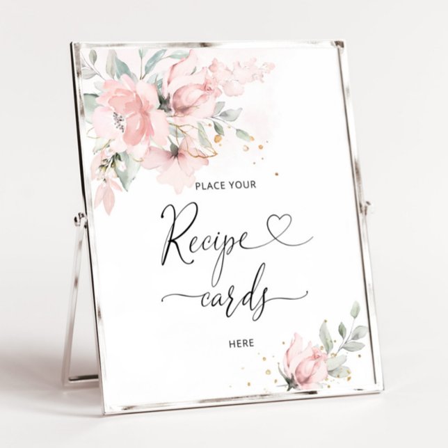 Poster Blush floral placez vos cartes de recette ici (Créateur téléchargé)