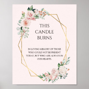 Poster Blush Floral rose Mariage Cette bougie Brûle