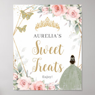 Poster Blush Floral Sage Green Quinceanera Sweet Traiteme