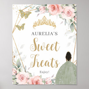 Poster Blush Floral Sage Green Quinceanera Sweet Traiteme