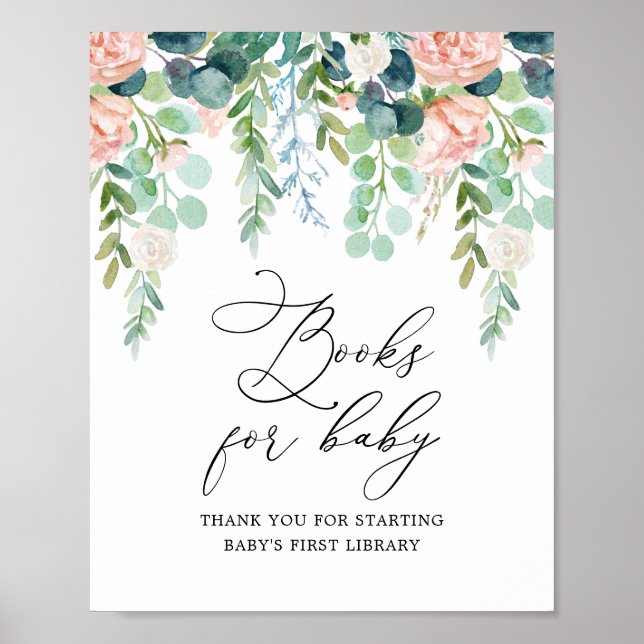 Poster Blush Garden Baby shower Livres Pour Bébé Signal (Devant)