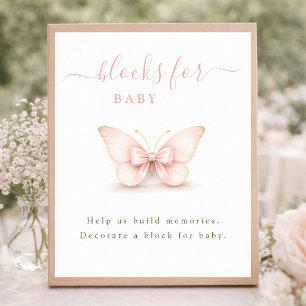 Poster Blush Papillon Ruban Neutre Blocs de Douche pour B