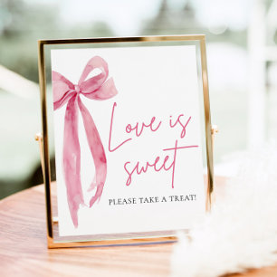 Poster Blush Pink Bow Love is Sweet Treat Favoriser Signa