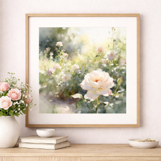 Poster Blush Pink Garden Roses