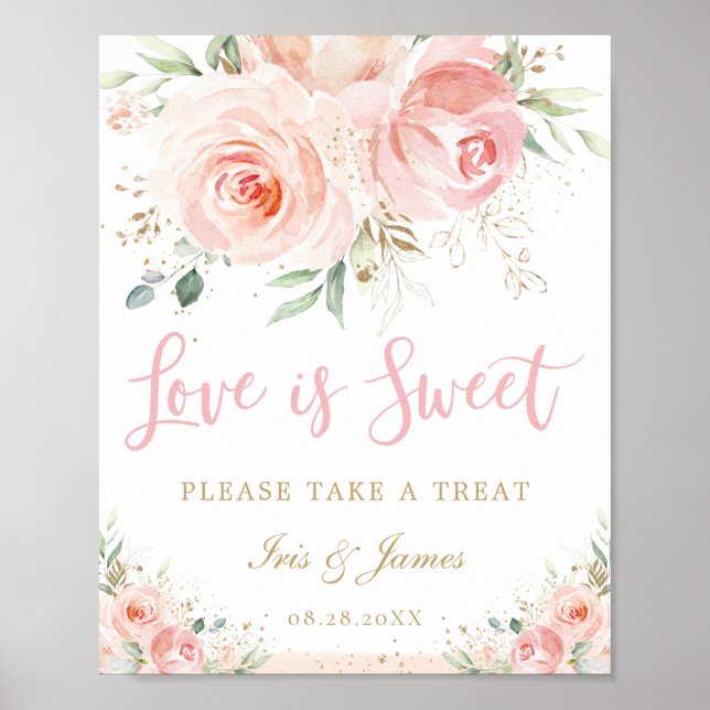 Poster Blush rose Floral Amour est Mariage de la bonne gâ (Devant)
