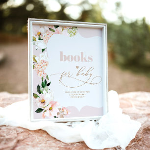 Poster Blush rose floral Books for baby girl shower