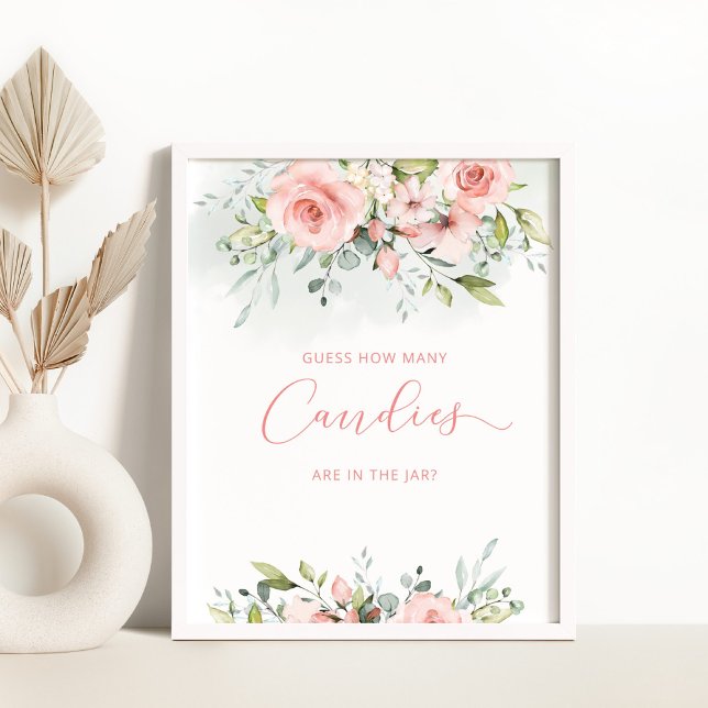 Poster Blush rose floral deviner combien de bonbons (Créateur téléchargé)