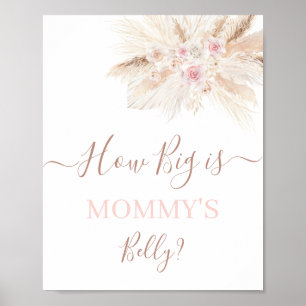 Poster Blush rose Tropical How Big is Mommy's Belly sign