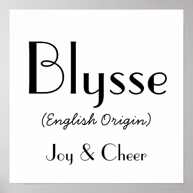 Poster Blysse Origine Anglaise Avec Signification En Blan (Devant)