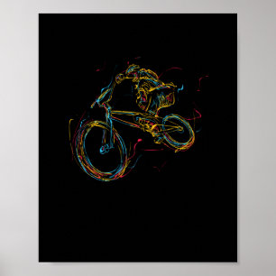 Poster BMX coloré art motocross freestyle vélo motocros
