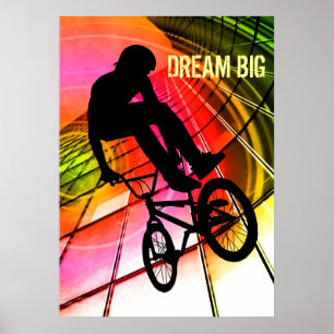 Poster BMX dans les lignes et les cercles "grands rêveurs