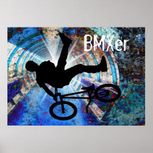 Poster BMX dans un tunnel grunge