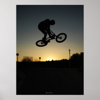 Poster BMX freestyler cascade saut