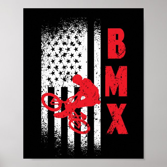 Poster BMX USA America drapeau sport VTT vélo (Devant)