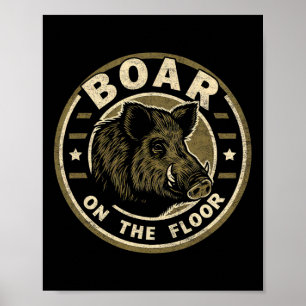 Poster Boar Sur Le Sol Vintage Tatouage Traditionnel Wild