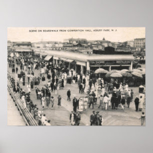 Poster Boardwalk Scene, Asbury Park, NJ 1930, Vintage