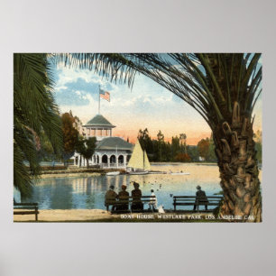Poster Boat House, Westlake Park Los Angeles 1914 Vintage