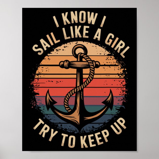 Poster Boating Sailboat Captain And Sailing Boat Sailor  (Devant)