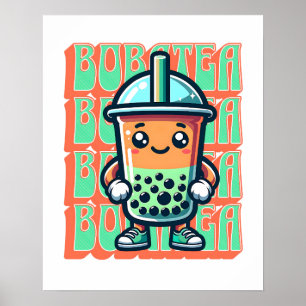 Poster Boba Bubble Tea Kawaii Cute Cartoon