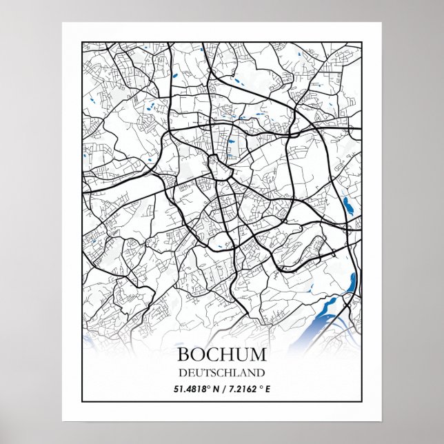 Poster Bochum Deutschland City Map Voyage Simple Minimal (Devant)