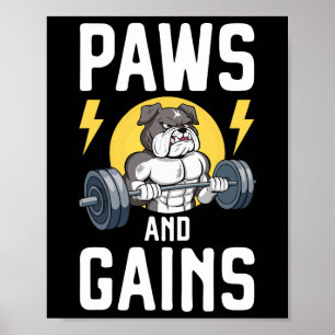 Poster Bodybuilder Amoureux des chiens Gym Porter Fitness