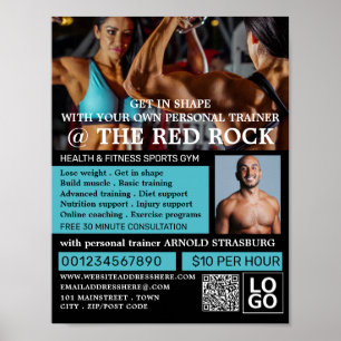 Poster Bodybuilder, Personal trainer, Gym Publicité