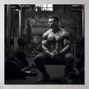 Poster Bodybuilder Repose entre les jeux