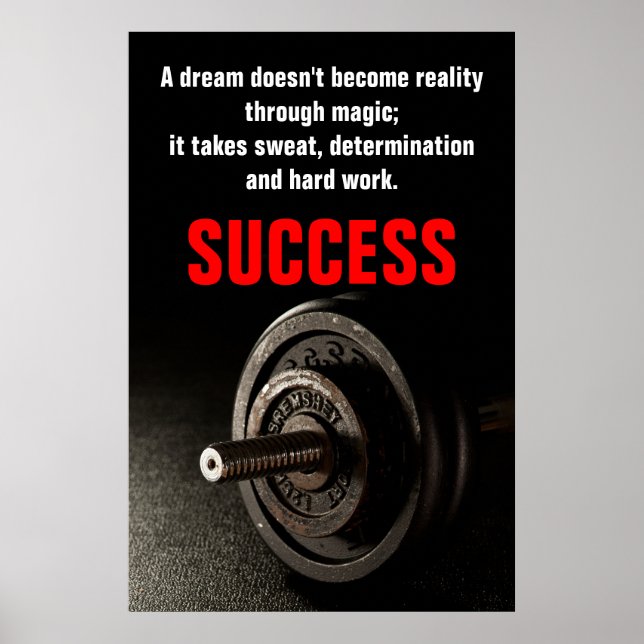Poster Bodybuilding Fitness Inspiration Succès Dumbell (Devant)