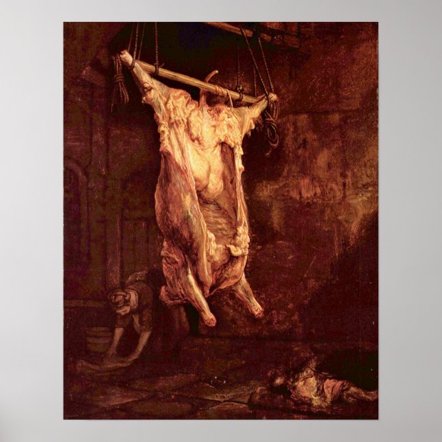 Poster Boeuf abattu par Rembrandt Harmenszoon van Rijn (Devant)