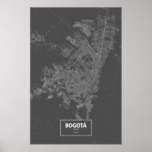 Poster Bogota, Colombie (blanche sur le noir)