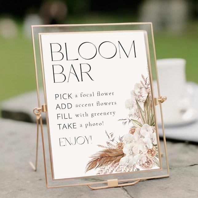 Poster Bohème Floral & Plumes Fleurie Bar (Créateur téléchargé)